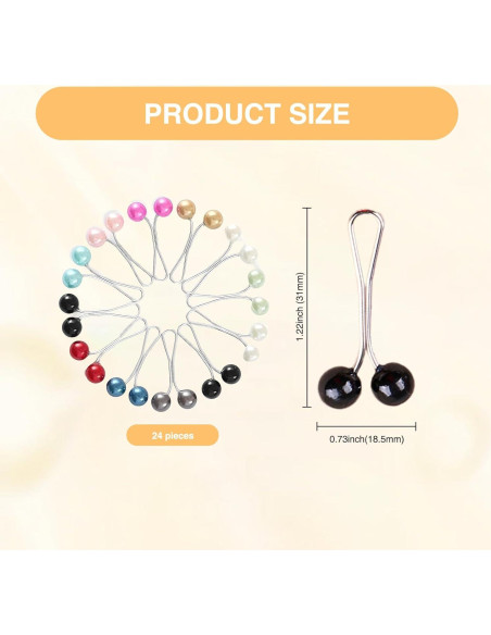 24 Alfileres de Bufanda de Perlas para Mujeres - Multi-Colores 24 Alfileres de Bufanda de Perlas para Mujeres - Multi-Colores