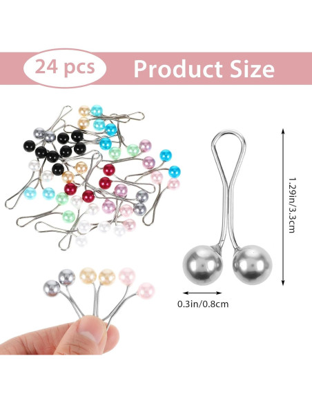 24 Alfileres de Hijab Sorcristy Multicolor 3.3 cm Perlas 24 Alfileres de Hijab Sorcristy Multicolor 3.3 cm Perlas