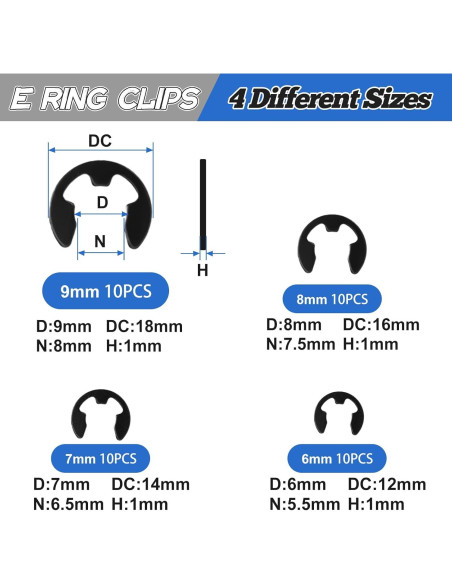 Kit Clips E Sopnom 4 Tamaños 6-9 mm con Herramienta Kit Clips E Sopnom 4 Tamaños 6-9 mm con Herramienta