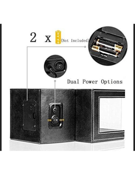 Enrollador de Reloj Automático Aokelily en Cuero PU Negro Enrollador de Reloj Automático Aokelily en Cuero PU Negro