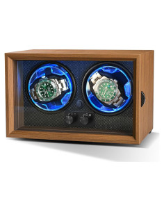 Winder Doble para Relojes Automáticos CAJESA - Madera Nogal 2 Compartimentos