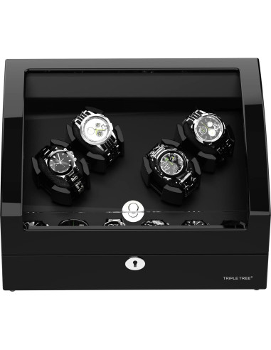 Reloj Winder TRIPLE TREE para 4 Relojes Automáticos y 6 Almacenamientos