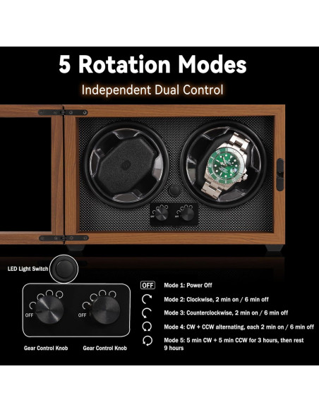 Winder Doble para Relojes Automáticos CAJESA - Madera Nogal 2 Compartimentos Winder Doble para Relojes Automáticos CAJESA - Madera Nogal 2 Compartimentos