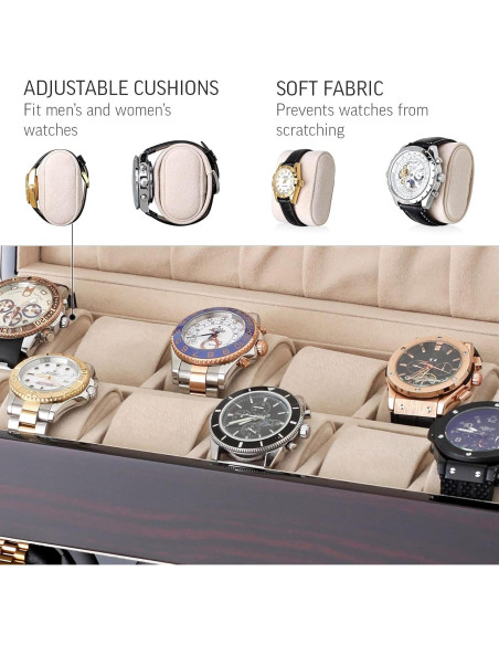 Cofre de Almacenamiento y Cargador de Relojes Líder Ébano 3 Rotores Cofre de Almacenamiento y Cargador de Relojes Líder Ébano 3 Rotores