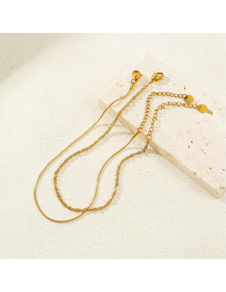 Pulseras de Tobillo de Oro 18K para Mujeres - Acero Inoxidable Pulseras de Tobillo de Oro 18K para Mujeres - Acero Inoxidable