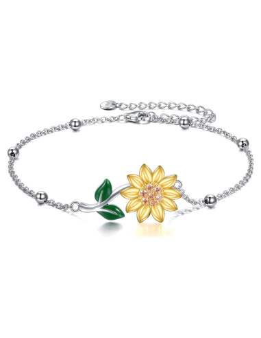 Pulsera de Tobillo Girasol YFN Plata de Ley 925 para Mujeres