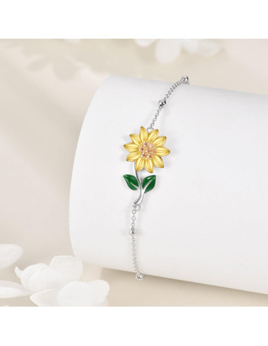 Pulsera de Tobillo Girasol YFN Plata de Ley 925 para Mujeres
