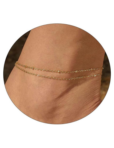 Pulsera de Tobillo ASCOMY Oro 14K 21.1 cm Ajustable