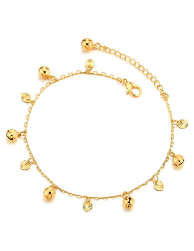 Pulsera de Tobillo COOLSTEELANDBEYOND Oro Ajustable con Corazones