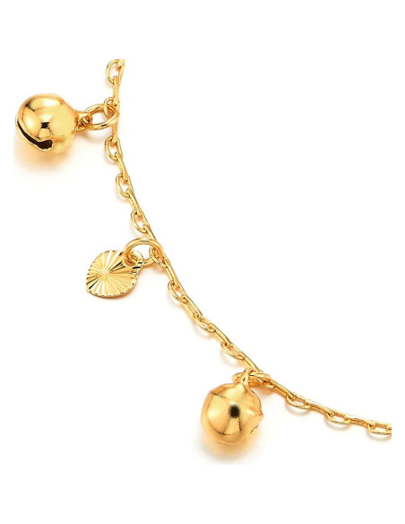 Pulsera de Tobillo COOLSTEELANDBEYOND Oro Ajustable con Corazones Pulsera de Tobillo COOLSTEELANDBEYOND Oro Ajustable con Corazones