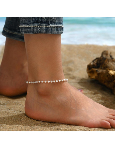Pulsera de Tobillo Dorada JotCa con Perlas Elegantes 21 cm Pulsera de Tobillo Dorada JotCa con Perlas Elegantes 21 cm