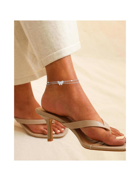 Conjunto de Pulseras de Tobillo de Oro 14K y Plata 925 Jikasi Conjunto de Pulseras de Tobillo de Oro 14K y Plata 925 Jikasi