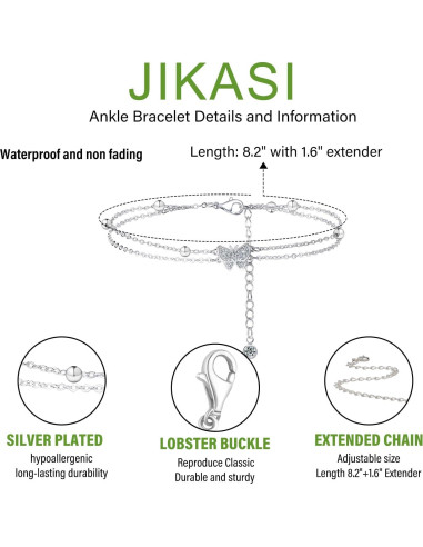 Conjunto de Pulseras de Tobillo de Oro 14K y Plata 925 Jikasi