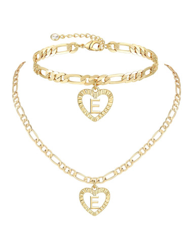 Collar y Pulsera de Tobillo Inicial de Oro YANODA 14K