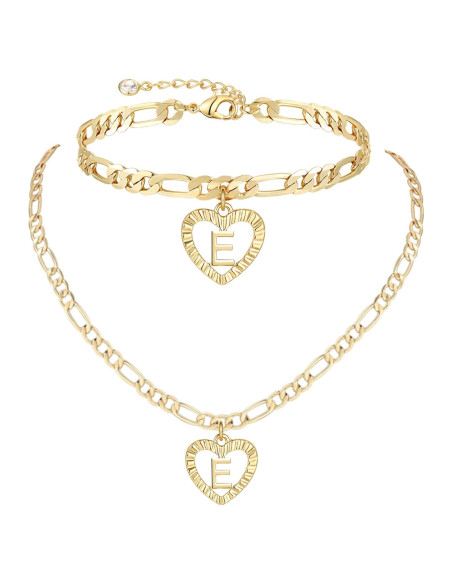 Collar y Pulsera de Tobillo Inicial de Oro YANODA 14K Collar y Pulsera de Tobillo Inicial de Oro YANODA 14K