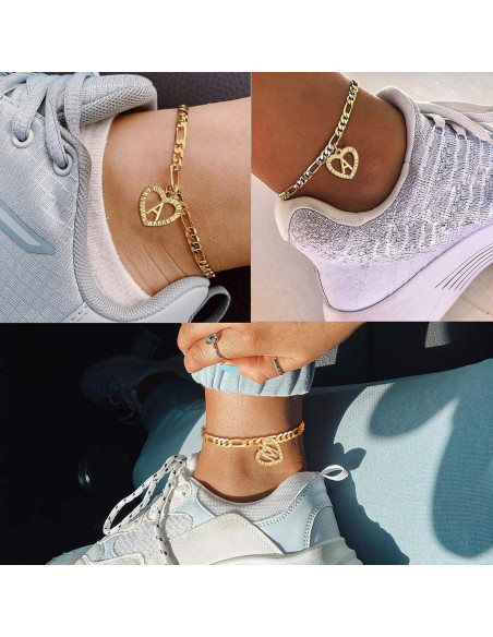 Collar y Pulsera de Tobillo Inicial de Oro YANODA 14K Collar y Pulsera de Tobillo Inicial de Oro YANODA 14K