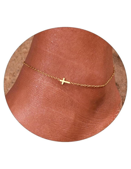 Tobilleras de Oro 18K para Mujeres Ajustables Resistentes al Agua Tobilleras de Oro 18K para Mujeres Ajustables Resistentes al Agua
