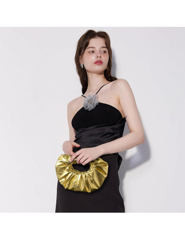 Bolso de Noche de Cuero PU JENSVOIR Oro 30x23 cm