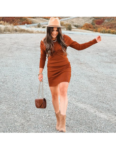 Bolso de mano cruzado acolchado Dasein para mujer - Café 2