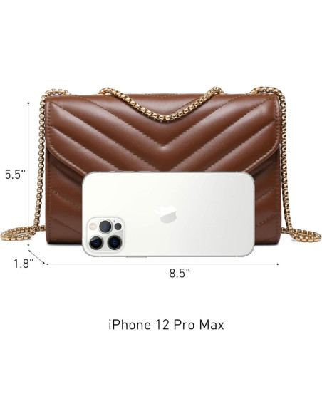 Bolso de mano cruzado acolchado Dasein para mujer - Café