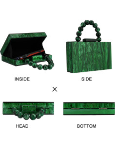 Bolso Clutch Acrílico Verde Oscuro Jessie 17.5x12cm 2