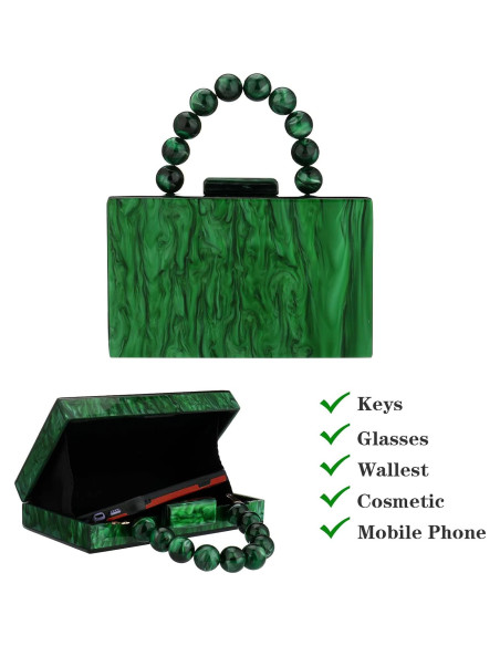 Bolso Clutch Acrílico Verde Oscuro Jessie 17.5x12cm Bolso Clutch Acrílico Verde Oscuro Jessie 17.5x12cm