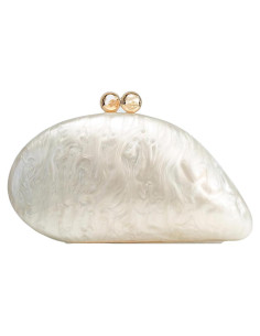 Bolso de mano de concha acrílica Jusavie blanco 23x7x11 cm