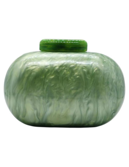 Bolso de mano acrílico GSYPS verde pasto con forma de concha Bolso de mano acrílico GSYPS verde pasto con forma de concha