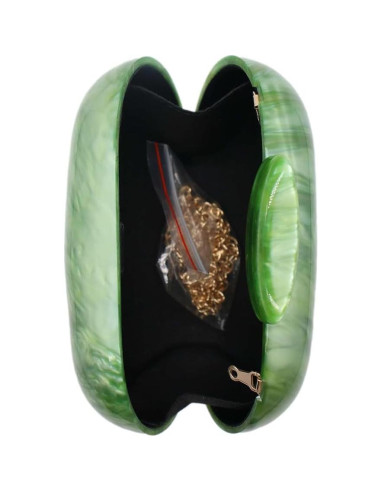 Bolso de mano acrílico GSYPS verde pasto con forma de concha