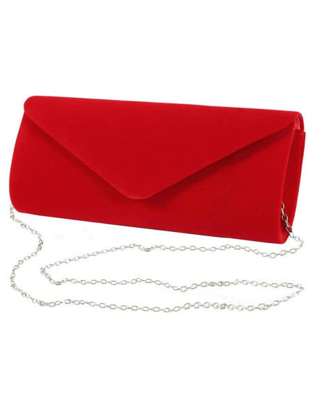 Bolso Clutch de Terciopelo YIXUND Rojo para Mujeres 23.37x9.91cm Bolso Clutch de Terciopelo YIXUND Rojo para Mujeres 23.37x9.91cm