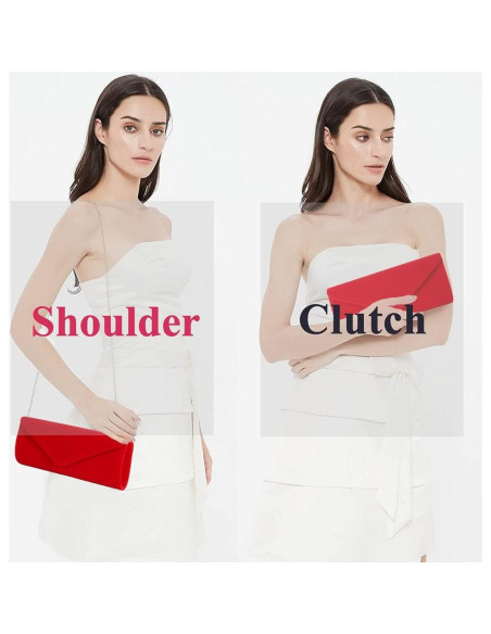 Bolso Clutch de Terciopelo YIXUND Rojo para Mujeres 23.37x9.91cm Bolso Clutch de Terciopelo YIXUND Rojo para Mujeres 23.37x9.91cm