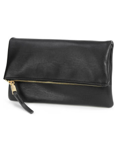 Bolso de mano plegable de cuero vegano para mujer negro