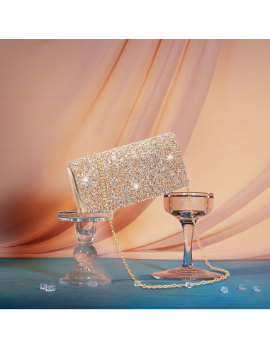 Bolso de Noche Larcenciel Oro Rosa con Brillantes 20.1x10.0cm