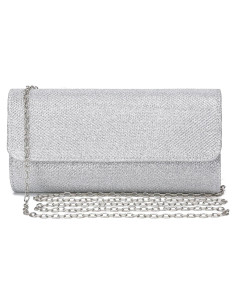 Bolso Clutch de Noche Brillante Outrip Plata para Mujeres