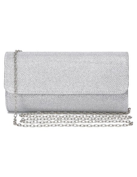 Bolso Clutch de Noche Brillante Outrip Plata para Mujeres Bolso Clutch de Noche Brillante Outrip Plata para Mujeres