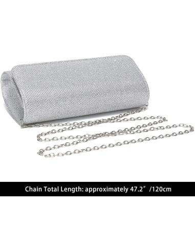 Bolso Clutch de Noche Brillante Outrip Plata para Mujeres