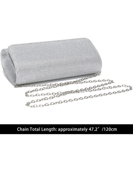 Bolso Clutch de Noche Brillante Outrip Plata para Mujeres Bolso Clutch de Noche Brillante Outrip Plata para Mujeres
