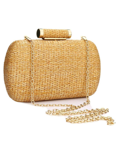 Bolso Clutch de Paja YYW para Mujeres 19x4.6x12.7 cm Oro Bolso Clutch de Paja YYW para Mujeres 19x4.6x12.7 cm Oro