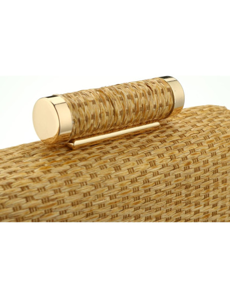 Bolso Clutch de Paja YYW para Mujeres 19x4.6x12.7 cm Oro Bolso Clutch de Paja YYW para Mujeres 19x4.6x12.7 cm Oro