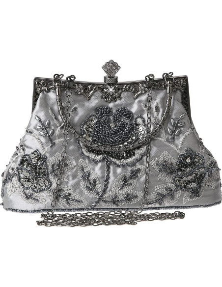 Bolso de mano de lentejuelas DA BODAN con bordado floral Bolso de mano de lentejuelas DA BODAN con bordado floral