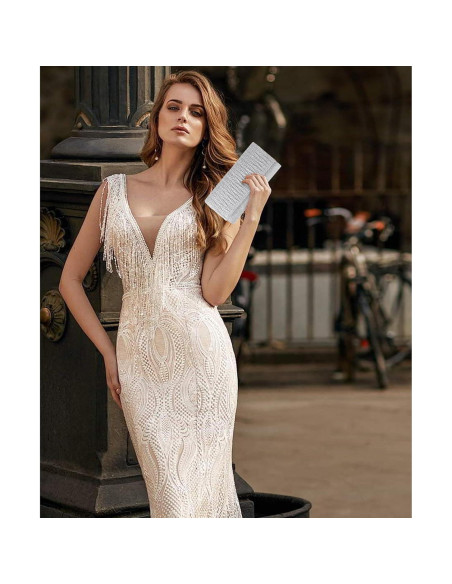 Cartera de Mano Brillante Plateada para Mujeres 20x5.5x10cm Cartera de Mano Brillante Plateada para Mujeres 20x5.5x10cm