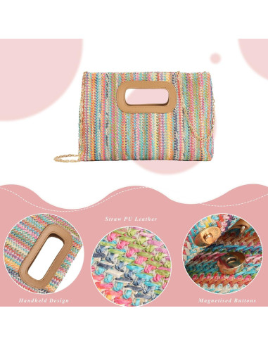 Bolso de Paja Fecialy para Mujeres - Tote de Playa 30x14x47cm