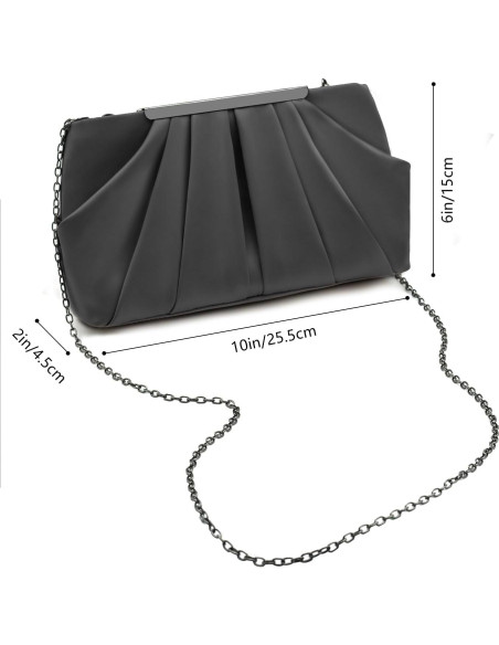 Bolso de Mano de Satén Plisado Expouch para Mujeres - Marino Bolso de Mano de Satén Plisado Expouch para Mujeres - Marino
