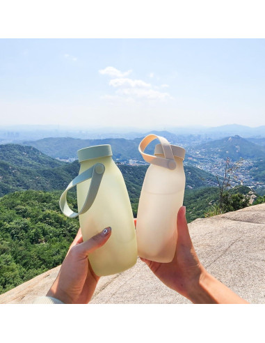Botella de Agua Plegable BLUE GINKGO 492 ml - Ligera y A Prueba de Fugas