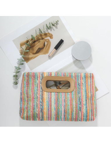Bolso de Paja Fecialy para Mujeres - Tote de Playa 30x14x47cm