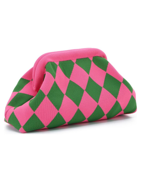 Bolso de Mano Tejido Oweisong para Mujeres Color Bloqueado Bolso de Mano Tejido Oweisong para Mujeres Color Bloqueado