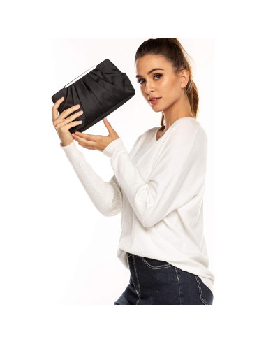 Bolso de Mano de Satén Plisado Expouch para Mujeres - Marino