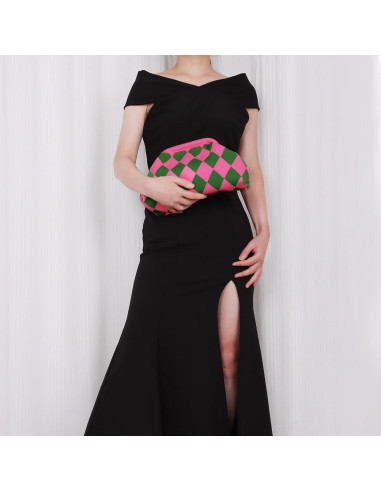 Bolso de Mano Tejido Oweisong para Mujeres Color Bloqueado