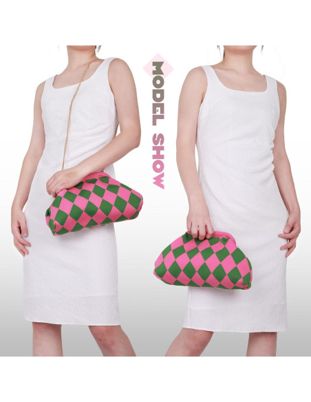 Bolso de Mano Tejido Oweisong para Mujeres Color Bloqueado Bolso de Mano Tejido Oweisong para Mujeres Color Bloqueado