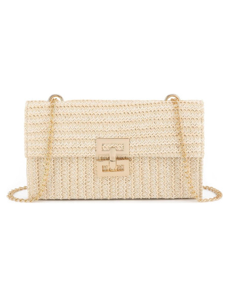 Bolso de mano de paja Ynport para mujer - Tejido de verano 26.5x15cm Bolso de mano de paja Ynport para mujer - Tejido de verano 26.5x15cm